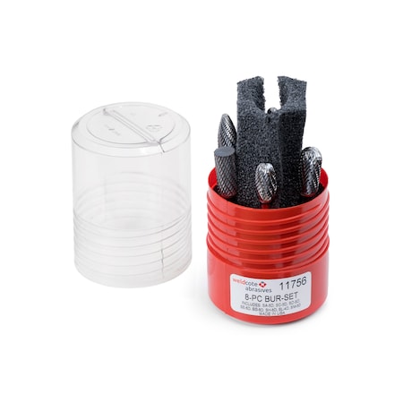 Weldcote 8-Piece Carbide Burs Kit - Sizes SA-5D, SC-5D, SD-5D, SE-5D, SG-5D, SH-5D, SL-4D, SM-5D 11756