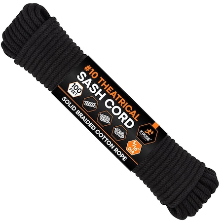 Xpose Safety Black Braided Sash Cord 5/16in x 100ft BSC516-100-X