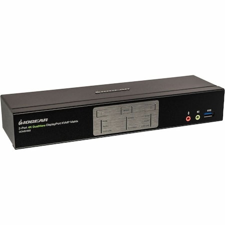 Iogear 2-Port 4K Dual View DisplayPort Matrix KVM with USB/Audio/Mouse Crossover Switch TAA Compliant GCMS1922