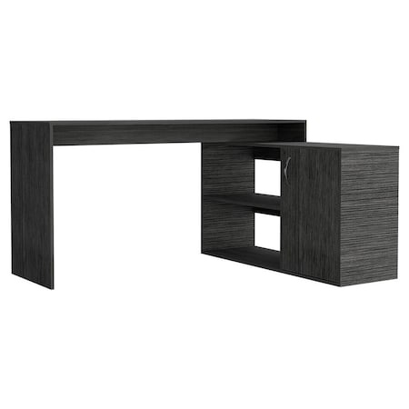 Homeroots 60" Dark Gray Wood L Shape Writing Desk 535157