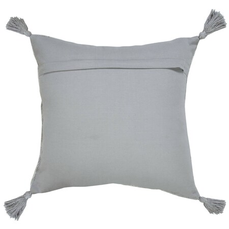 Homeroots 18" Gray And Silver Geometric Viscose Throw Pillow Cover with Tassels 714217