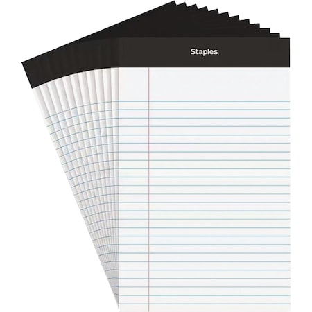 Staples 5'' W.x8'' H. 50-Sheet Wht Top Bound Legal Pad, 12PK 163873