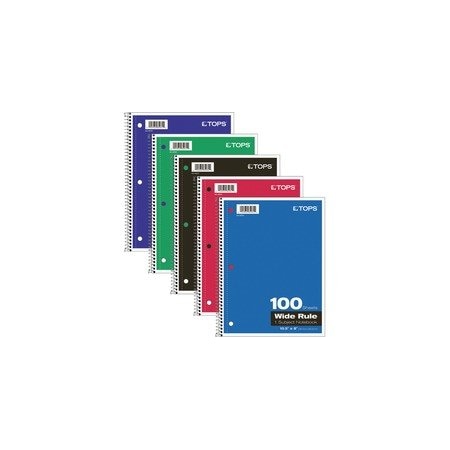 Tops Wide Rule 1-subject Spiral Notebook - 100 Sheets - Wire Bound - 10 1/2in x 8in Sheet Size - 0.25in 65031