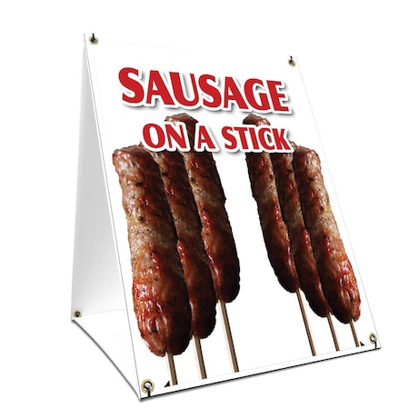Signmission Sausage On A Stick, 36 Inch x 24 Inch A-frame Yard Sign, Plastic Sign SBC-2436-Sausage On A Stick