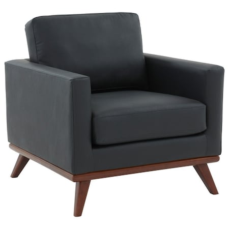 Leisuremod Chester Modern Leather Accent Armchair with Birch Wood Base, Black CS33BL-L