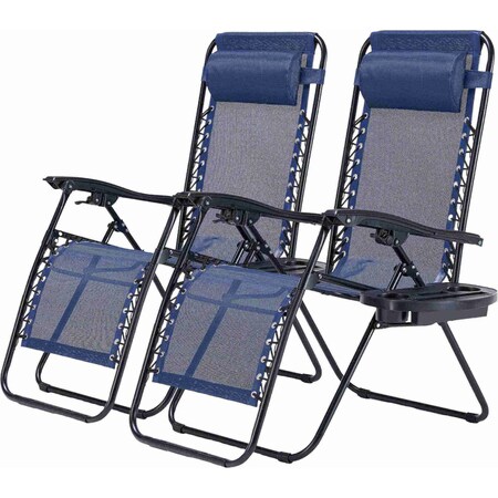 Simple Deluxe 2 Set Zero Gravity Chairs Patio Portable Reclining Folding Lounge Chair Beach Camping Chairs with P 3A88LGCHARZEROGRAVITYBLUX2