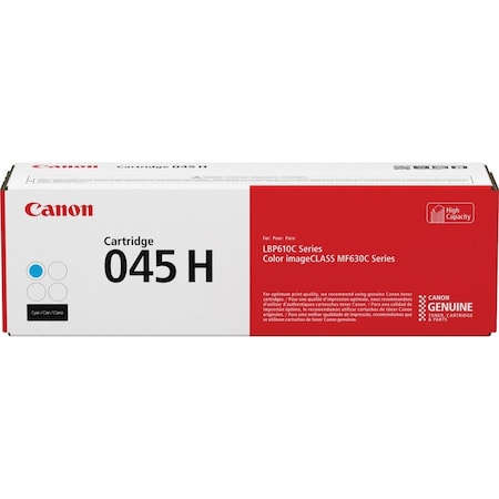 Canon 045H Original High Yield Laser Toner Cartridge, Cyan, 2200 Pages CRTDG045HC