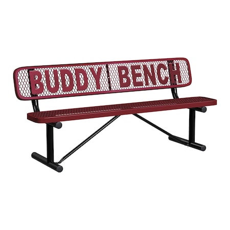 Leisure Craft 6' Personalized Standard Buddy Bench Bench With Back, Expanded Metal, Portable, Burgundy PB6WBP-BURGUNDY
