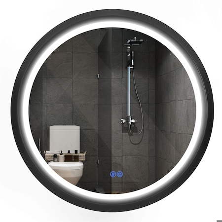 Fab Glass And Mirror Round LED Bathroom Mirror with Lights, Front Lit Makeup Mirror, Anti-Fog, 3 Colors and Dimmable HC36RD-FB