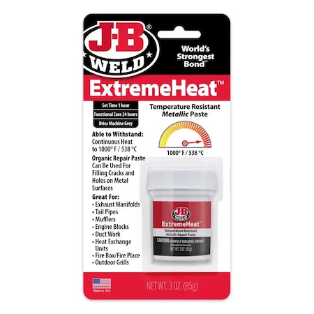 J-B Weld Urethane Adhesive, ExtremeHeat Series, Black, Dual-Cartridge, 24 hr Functional Cure 37901