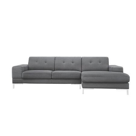 Homeroots Dark Gray Polyester L Shaped Two Piece Sofa and Chaise Sectional 473565