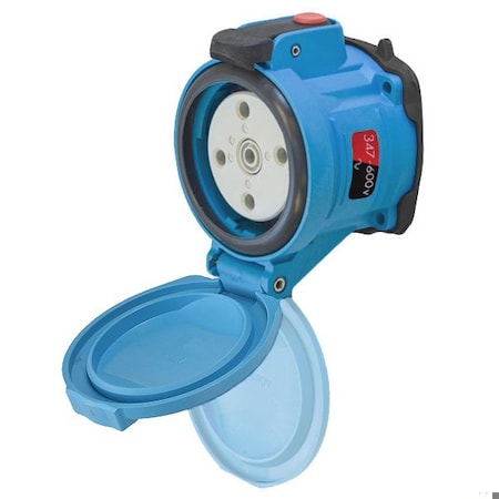 Meltric DSN30 RECEPTACLE POLY BLUE SIZE 2 TYPE 4X IP 69 3P+N+G 30 A 347/600 VAC 60 Hz NO AUX PADLOCK PAWL 63-34147-843