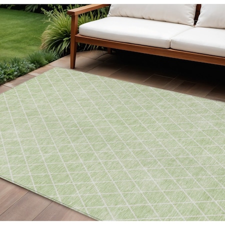 Homeroots 10' X 14' Mint Green And Ivory Geometric Washable Indoor Outdoor Area Rug 596128