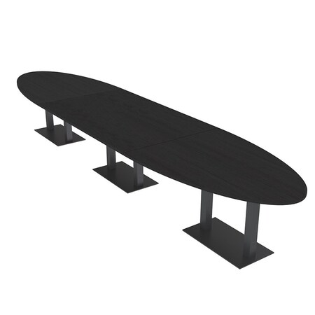 Skutchi Designs Oval Conference Table With Power Unit, 48 in W, 216 in L, Black HAR-OVL-48X216-DOU.BK-U999ST19-NA