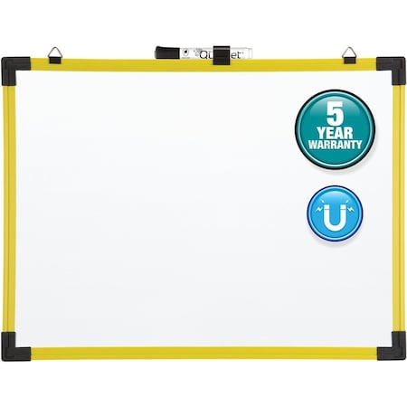 Zoro Select Dry Erase Board, Steel, 9 in, 12 in, Plastic Frame, White, Gloss 36XP86