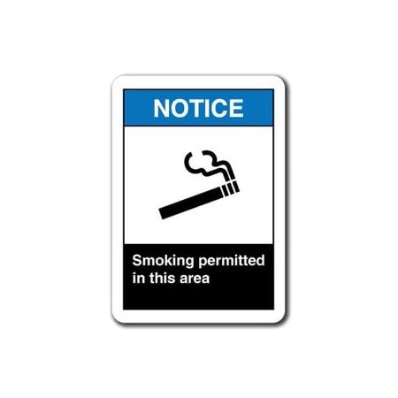 Signmission 10 in Height, Plastic, 10" x 7", ANSI-710WS Smoking Permitted In This ANSI-710WS Smoking Permitted In This