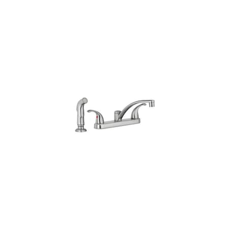 Homepointe Kitchen Faucet with Chrome Side Spray, 2 Decorative Lever Handles, Brushed Nickel 243365