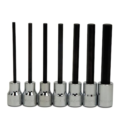 Williams Long Hex Bit Socket Set, 3/8" D, 7pcs., JHWWSBS-7LRC JHWWSBS-7LRC
