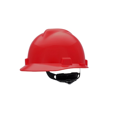 Msa Safety V-Gard Slotted Cap, HDPE, Fas-Trac III Suspension, Type I, Class E, Red (standard) 475363