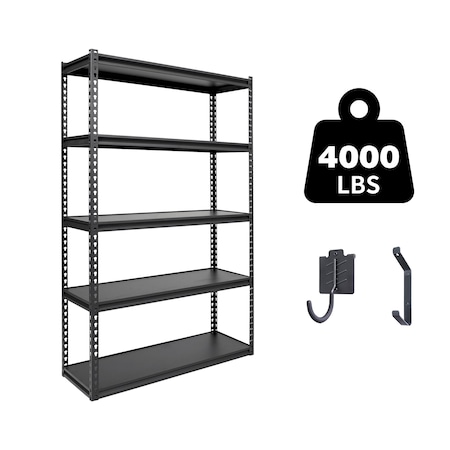 Shuntong Atlas 5-Tier 36 in.W x 18 in.D x 72 in.H Heavy Duty Storage Shelving Load 4000 Lbs, Laminated Board, Dark Grey ATB-D36-18-72-5B