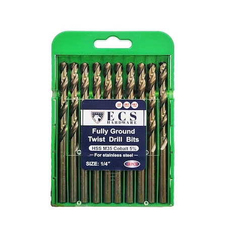 Ecs Hardware HSS Drill Bit x 10 Fully Ground, 5% Cobalt M35 ECSH-DRILL-14