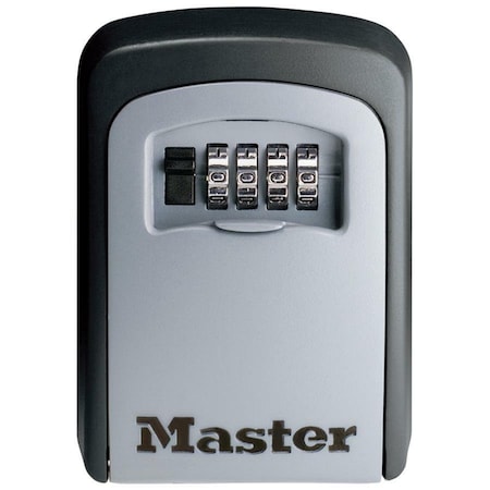 Master Lock Lock Box, Surface, Height 4 1/2 in, Metal, Black, Key Capacity 5, Includes Mounting Hardware 5401D