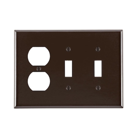 Leviton Combination Wallplate, Midway Size, Gang 3, Brown 80521