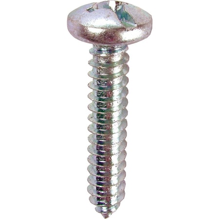 Dottie Sheet Metal Screw, #10 x 1 in, Zinc Plated Steel Pan Head Combination Phillips/Slotted Drive 2WS101