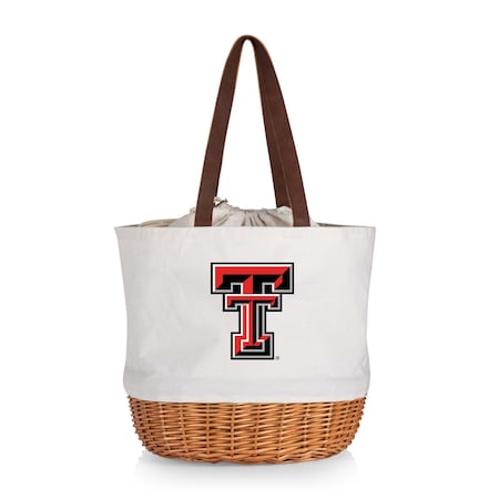 Picnic Time Family Of Brands NCAA Texas Tech Red Raiders Coronado Canvas and Willow Basket Tote - Picnic Bag 203-00-187-574-0