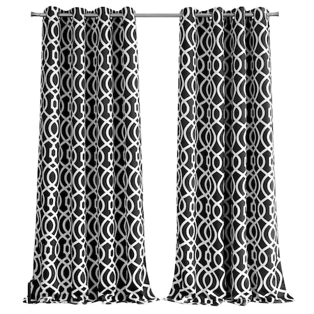Homeroots 84" Jet Black Trellis Black Out Window Curtain Panel 473330