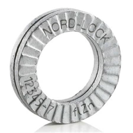 Nord-Lock Wedge Locking Washer, Carbon Steel - Zinc Coated - 0.38 in. - Large O.D. - Pack of 10 - Gray, 10PK B2083446