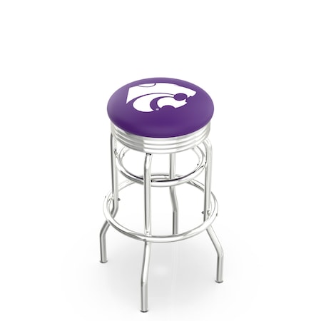 Holland Bar Stool Co 25" Chrome 2-Ring Kansas State Swivel Bar Stool, Accent Ring L7C3C25KnsasS