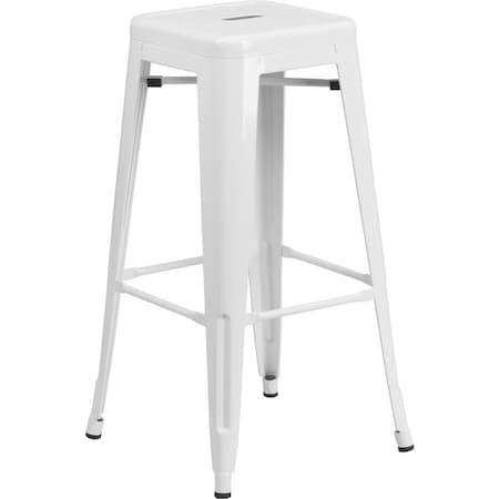 Flash Furniture 30" High No Back White Metal Barstool Square Seat CH-31320-30-WH-GG