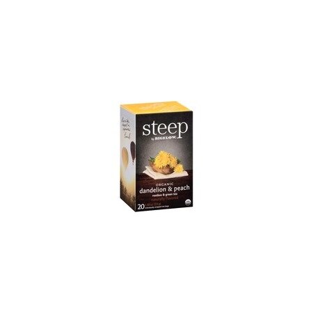 Steep By Bigelow Organic Dandelion & Peach Rooibos & Green Tea Herbal Tea, Green Tea Bag, Herbal Tea, 20PK 17715