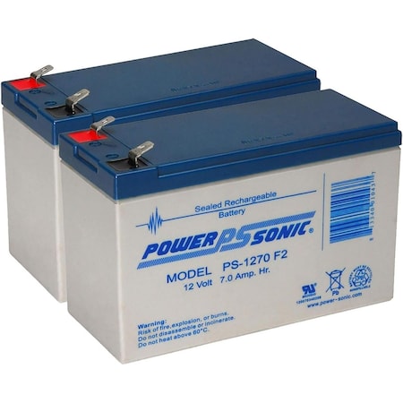 Power-Sonic PS-1270F2 12V 7Ah F2 AGM Rechargeable Battery, 2PK PS-1270 F2