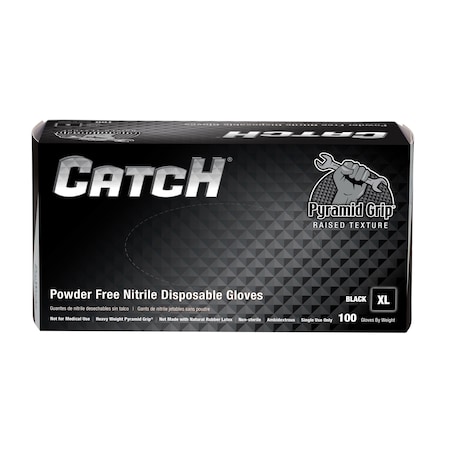 Safety Zone Nitrile Powder Free 9 mil Pyramid Grip Gloves - Black, XL - Box of 100 GL-NT107BKFX