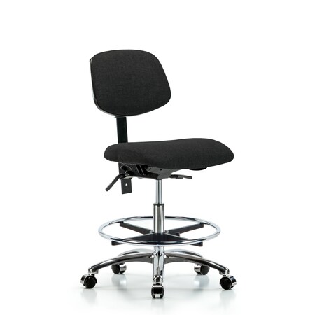 Blue Ridge Ergonomics Chair, Fab, Med Bench, Chr Tilt CF Cast, Blk, No Arms, 22" to 29" Height, Black BR-FMBCH-CR-T1-A0-CF-CC-F42