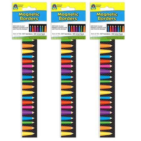 Teacher Created Resources Colored Pencils Magnetic Border, 24 Feet Per Pack, 3PK TCR77127