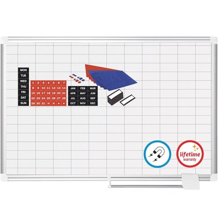 Mastervision 12"x24" Magnetic Planning Dry Erase Board Kit, Aluminum Frame CR0830830A