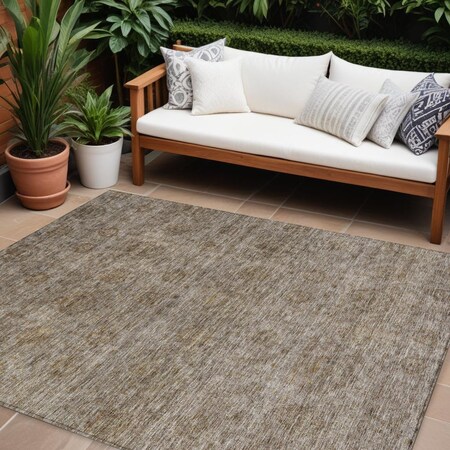 Homeroots 10' X 14' Brown And Tan Floral Washable Indoor Outdoor Area Rug 605716