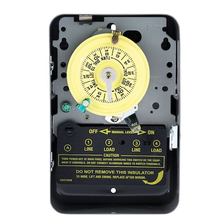 Intermatic 24-Hour Mechanical Time Switch, 208-277 VAC, 60Hz, DPST, Indoor Metal Enclosure, 1 Hour Interval T104