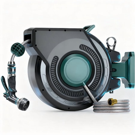 Wrightmaster Retractable 1/2 in. Dia x 100 ft. Wall Mount Garden Air Hose Reel w/ Shaft, 180 Deg Swivel Bracket ZOR-C2-30M12