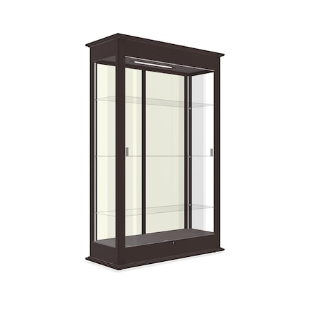 Ghent Varsity Wood Display Case, Lighted, Modern Cherry Oak, Plaque Fabric Back, 77''H x 48''W x 18''D 691K-PB-M