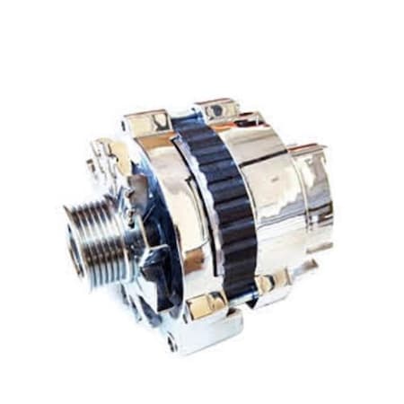 Absurdo 130A Left Mount Serpentine High Output Alternator for Chevy GM, Chrome AB2205073