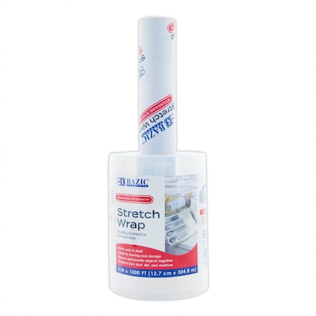 Bazic Products Stretch Wrap Film, 5" x 1000' 9029