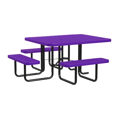 Leisure Craft 46" Square ADA Accessible Outdoor Picnic Table with 3 Bench Seats, Purple T46SQP-ADA-PURPLE