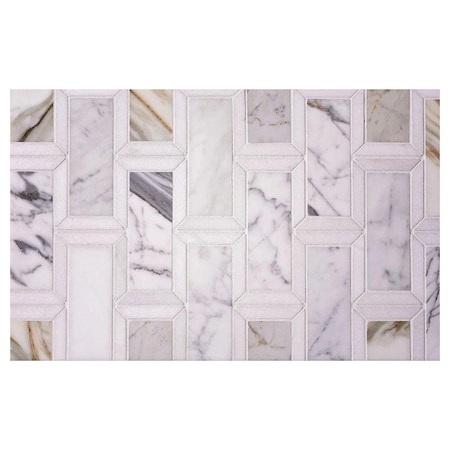 Apollo Tile Serena 10x12 White Gray Calacatta Gold, Thassos Mosaic Framed Brick Wall and Floor Tile, 5PK APLTSC88R06A