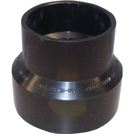 Canplas Reducing Pipe Coupling, 4 x 3 in, Hub, ABS, Black, 40 Schedule 103026BC