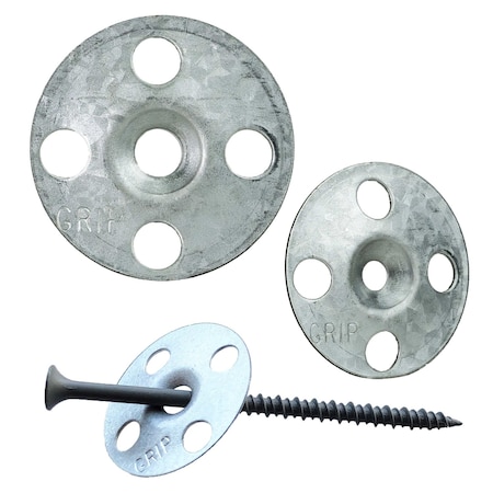Trufast 1.25 in Grip-Plate Flat Metal Washer Silver Galvanized Steel for Lath Plaster Stucco Repair, 1000PK GPPW-L-1250
