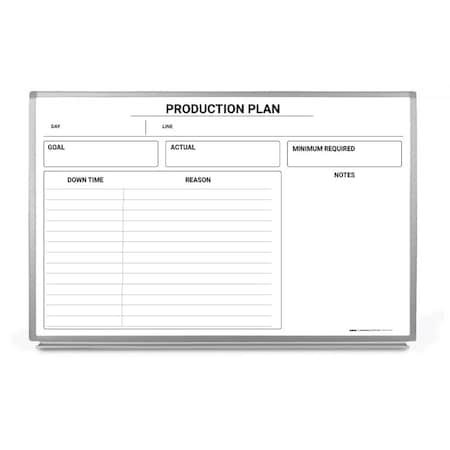 Creative Safety Supply Dry-Erase Magnetic Whiteboard - Production Plan, 36in x 24in WB10183-36
